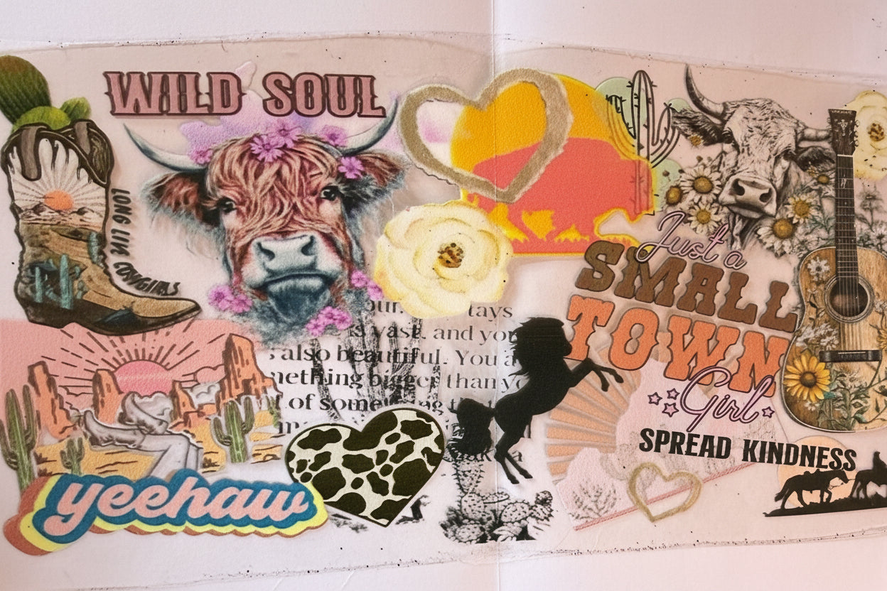 16 oz Western Collage Cup Wrap