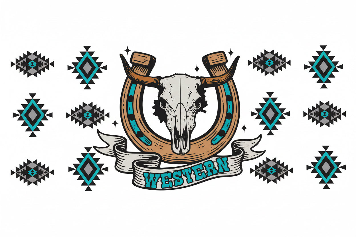 16 & 20oz AzTec Skull Western Cup Wrap